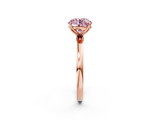 Rose gold Fancy Pink Round  Solitaire Diamond Ring with Thin Band and Four-Prong Setting_2