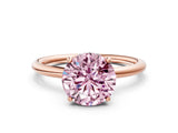 Rose gold Fancy Pink Round  Solitaire Diamond Ring with a Classic Band and Four-Prong Setting 1