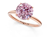Rose gold Fancy Pink Round  Solitaire Diamond Ring with a Classic Band and Four-Prong Setting 2