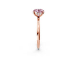 Rose gold Fancy Pink Round  Solitaire Diamond Ring with a Classic Band and Four-Prong Setting 3
