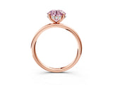 Rose gold Fancy Pink Round  Solitaire Diamond Ring with a Classic Band and Four-Prong Setting 4