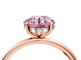 Rose gold Fancy Pink Round  Solitaire Diamond Ring with a Classic Band and Four-Prong Setting 5