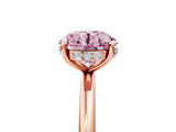 Rose gold Fancy Pink Round  Solitaire Diamond Ring with a Classic Band and Four-Prong Setting