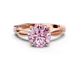 Rose gold Fancy Pink Round  Solitaire Diamond Twisted Band with Four-Prong Setting