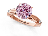 Rose gold Fancy Pink Round  Solitaire Diamond Twisted Band with Four-Prong Setting_1