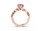 Rose gold Fancy Pink Round  Solitaire Diamond Twisted Band with Four-Prong Setting_3
