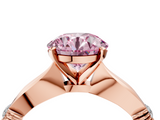 Rose gold Fancy Pink Round  Solitaire Diamond Twisted Band with Four-Prong Setting_4