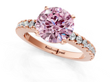 Rose gold Fancy Pink Round  Solitaire Diamond with Pavé Band and Four-Prong Setting_1