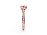 Rose gold Fancy Pink Round  Solitaire Diamond with Pavé Band and Four-Prong Setting_2