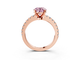 Rose gold Fancy Pink Round  Solitaire Diamond with Pavé Band and Four-Prong Setting_3