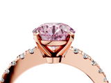 Rose gold Fancy Pink Round  Solitaire Diamond with Pavé Band and Four-Prong Setting_4