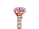 Rose gold Fancy Pink Round  Solitaire Diamond with Pavé Band and Four-Prong Setting_5
