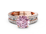 Rose gold Fancy Pink Round  Solitaire Diamond with Pave and Channel Set Band