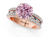 Rose gold Fancy Pink Round  Solitaire Diamond with Pave and Channel Set Band_1