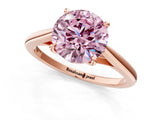 Rose gold Fancy Pink Round  Solitaire Engagement Ring with Four-Prong Setting and Classic Band 1
