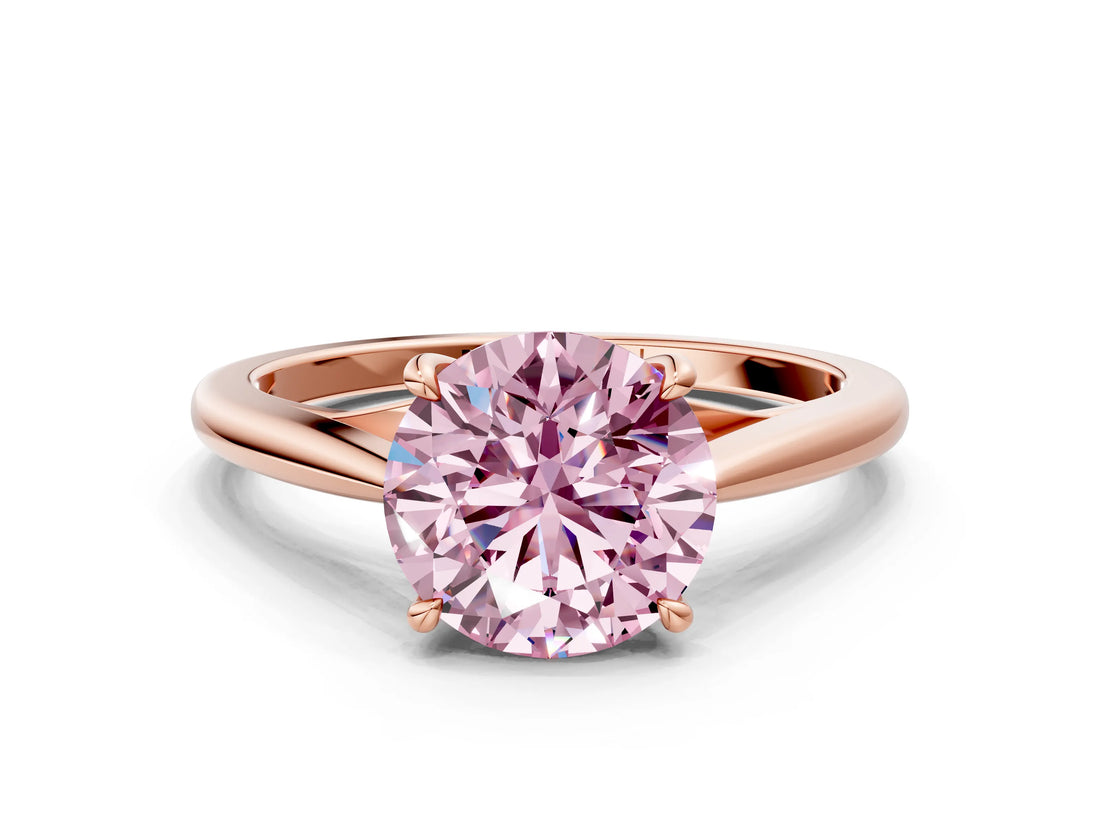 Rose gold Fancy Pink Round  Solitaire Engagement Ring with Four-Prong Setting and Classic Band