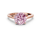 Rose gold Fancy Pink Round  Solitaire Engagement Ring with Four-Prong Setting and Classic Band