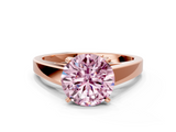 Rose gold Fancy Pink Round  Solitaire Engagement Ring with Four-Prong Setting and Tapered Band_3