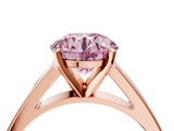 Rose gold Fancy Pink Round  Solitaire Engagement Ring with Four-Prong Setting and Tapered Band_7