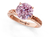 Rose gold Fancy Pink Round  Solitaire Engagement Ring with Scrollwork Band and Four-Prong Setting_1