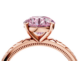 Rose gold Fancy Pink Round  Solitaire Engagement Ring with Scrollwork Band and Four-Prong Setting_4