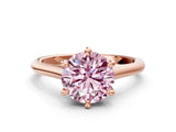 Rose gold Fancy Pink Round  Solitaire Engagement Ring with Six-Prong Setting and Classic Band 1