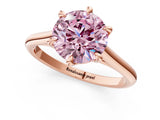 Rose gold Fancy Pink Round  Solitaire Engagement Ring with Six-Prong Setting and Classic Band 2