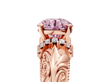 Rose gold Fancy Pink Round  Solitaire Filigree Engagement Ring with Halo and Prong Setting_5