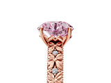 Rose gold Fancy Pink Round  Solitaire Floral Milgrain Engagement Ring_36