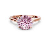 Rose gold Fancy Pink Round  Solitaire Heart Prong Engagement Ring with Tapered Band_40