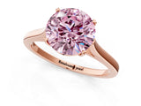 Rose gold Fancy Pink Round  Solitaire Heart Prong Engagement Ring with Tapered Band_41