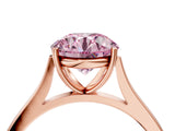 Rose gold Fancy Pink Round  Solitaire Heart Prong Engagement Ring with Tapered Band_44