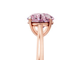 Rose gold Fancy Pink Round  Solitaire Heart Prong Engagement Ring with Tapered Band_45