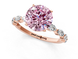 Rose gold Fancy Pink Round  Solitaire Marquise Side Stone Prong Setting Ring_1