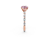Rose gold Fancy Pink Round  Solitaire Marquise Side Stone Prong Setting Ring_2