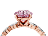 Rose gold Fancy Pink Round  Solitaire Marquise Side Stone Prong Setting Ring_4