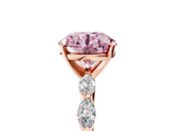 Rose gold Fancy Pink Round  Solitaire Marquise Side Stone Prong Setting Ring_5