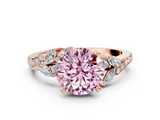 Rose gold Fancy Pink Round  Solitaire Marquise Twist Band with Six-Prong Setting