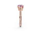 Rose gold Fancy Pink Round  Solitaire Pavé Band Prong Setting Ring_2