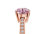 Rose gold Fancy Pink Round  Solitaire Pavé Band Prong Setting Ring_5