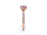 Rose gold Fancy Pink Round  Solitaire Pavé Band with Four-Prong Setting_2