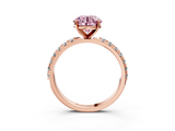 Rose gold Fancy Pink Round  Solitaire Pavé Band with Four-Prong Setting_3