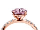 Rose gold Fancy Pink Round  Solitaire Pavé Band with Four-Prong Setting_4