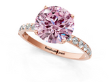 Rose gold Fancy Pink Round  Solitaire Pavé Diamond Engagement Ring with Four-Prong Setting_1