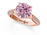 Rose gold Fancy Pink Round  Solitaire Pavé Diamond Engagement Ring with Four-Prong Setting_1