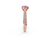 Rose gold Fancy Pink Round  Solitaire Pavé Diamond Engagement Ring with Four-Prong Setting_2