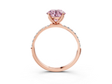 Rose gold Fancy Pink Round  Solitaire Pavé Diamond Engagement Ring with Four-Prong Setting_3