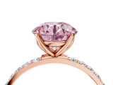 Rose gold Fancy Pink Round  Solitaire Pavé Diamond Engagement Ring with Four-Prong Setting_4