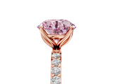 Rose gold Fancy Pink Round  Solitaire Pavé Diamond Engagement Ring with Four-Prong Setting_5