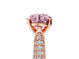 Rose gold Fancy Pink Round  Solitaire Pavé Diamond Engagement Ring with Four-Prong Setting_5
